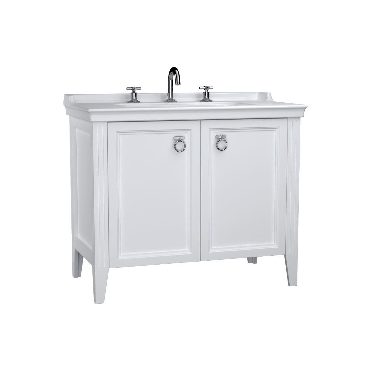 VitrA Valarte Washbasin Unit; 100 cm; with doors three tap holes; Matte White
