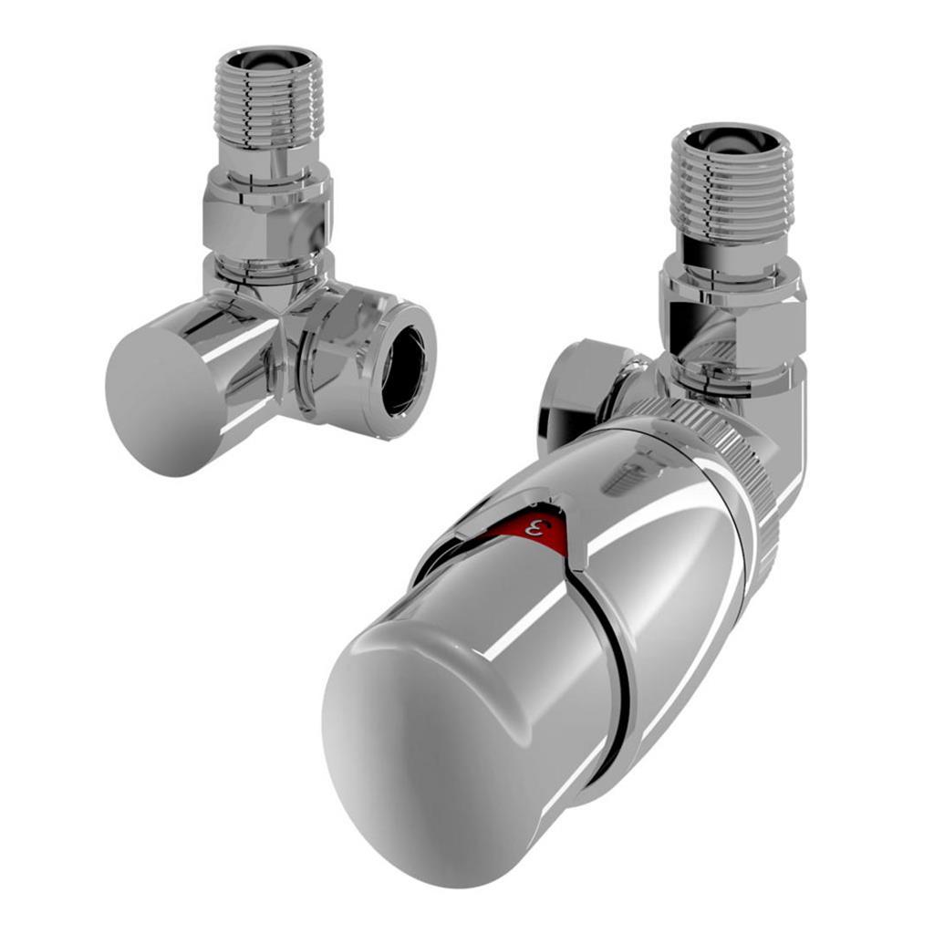 Corner Designer TRV with Lockshield 15mm Chrome Chrome