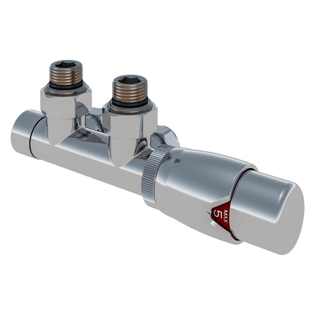 Angle Twin inlet Thermostatic Radiator Valve 15mm Chrome