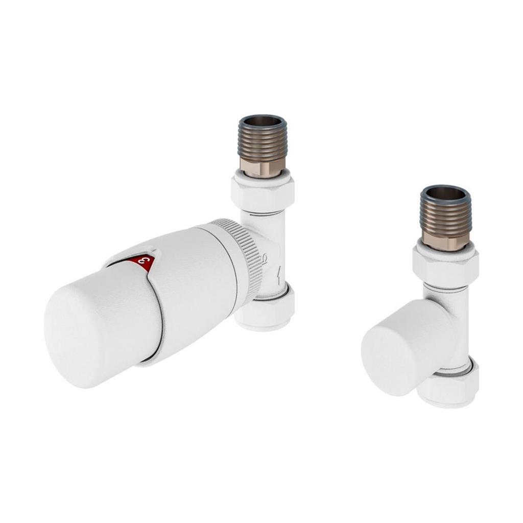 Straight Designer TRV with Lockshield 15mm Matt White