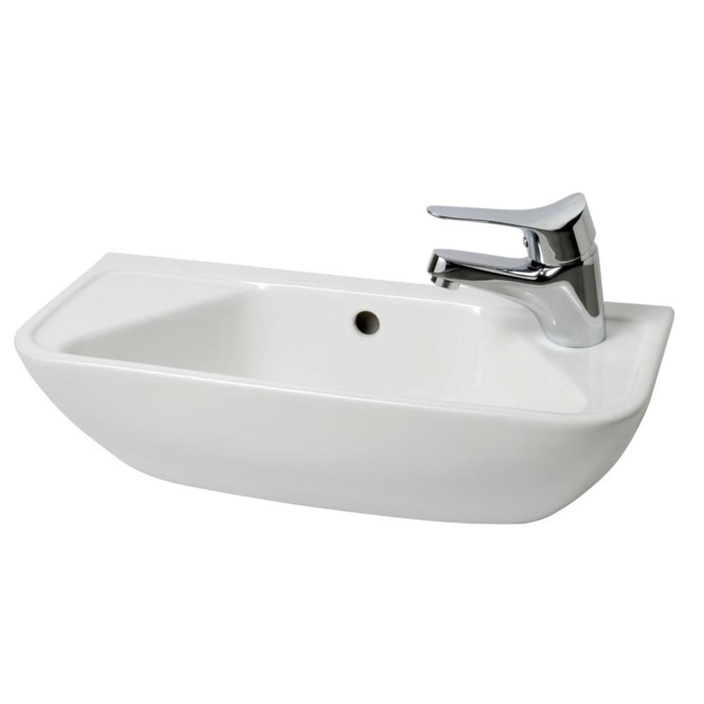 49cm x 22cm 1 Tap Hole Cloakroom Basin with Overflow - White