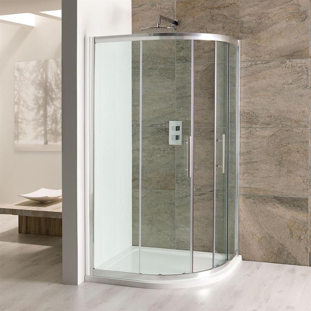 Volente 6mm Easy Clean 1000x700mm (1850mm height) Offset Quadrant Shower Enclosure - Chrome