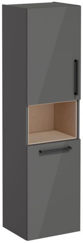 Vitra Root Flat Short unit with laundry basket, 40cm, LHH High Gloss Anthracite