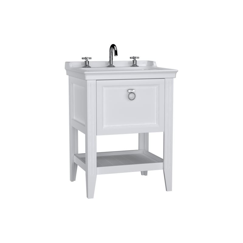 VitrA Valarte Washbasin Unit; 65 cm; with drawer three tap holes; Matte White