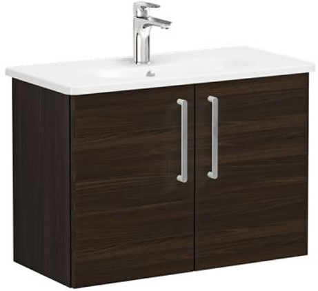 Vitra Root Flat Washbasin Unit with doors, compact, 80cm Walnut