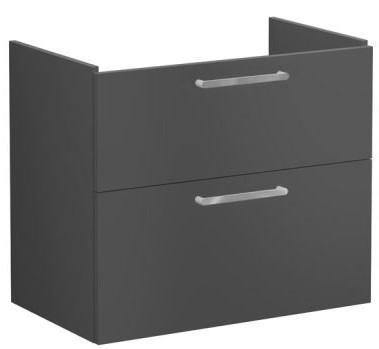 Root Flat Washbasin Unit 80cm, Matt Storm Grey, with two drawers