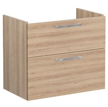 Root Flat Washbasin Unit 80cm, Natural Oak, with two drawers