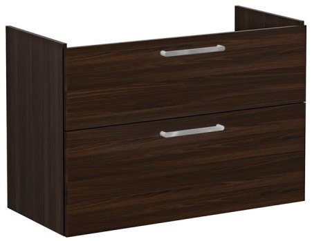 Root Flat Washbasin Unit 100cm, Walnut, with two drawers