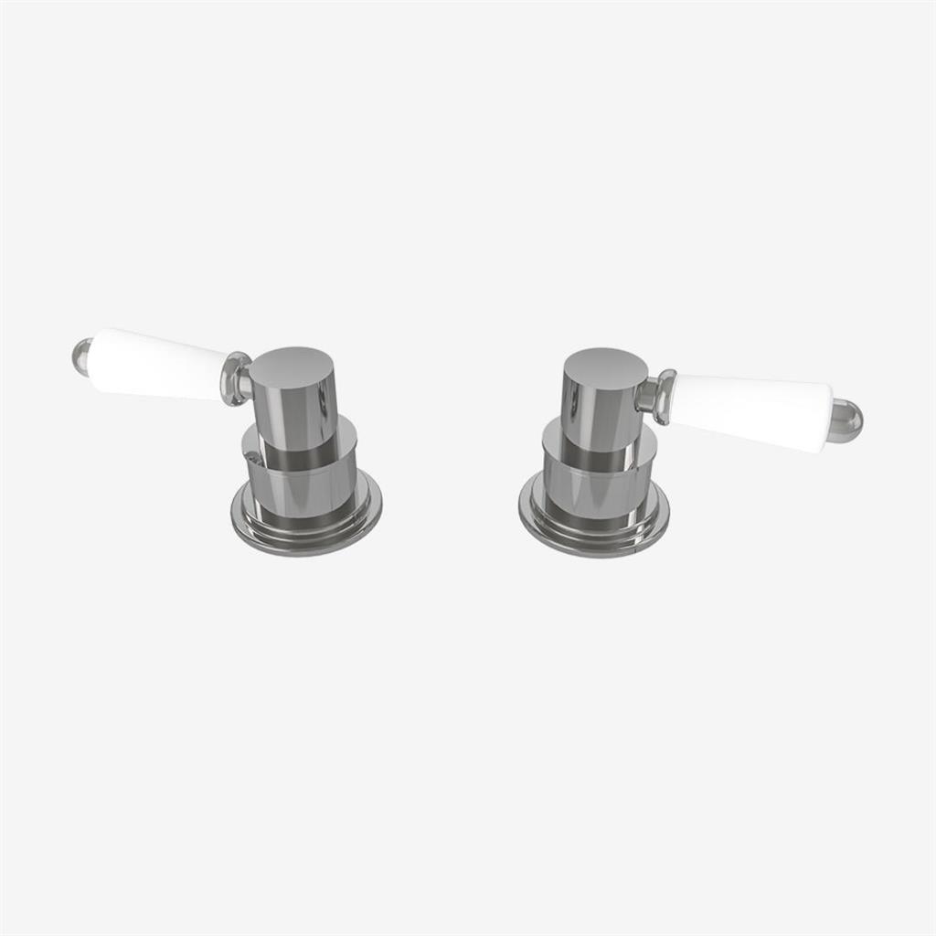 (Pair) Traditional Deck Mounted Lever Side Valve Handles for Bath Filler Taps - Chrome