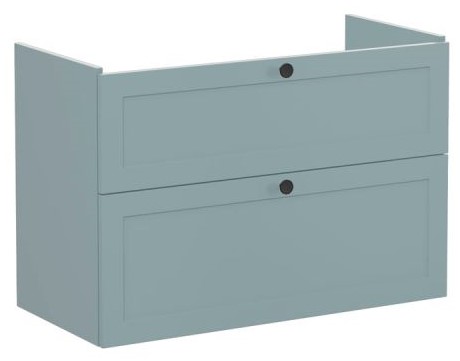 Root Classic Washbasin Unit 100cm, Matt Fjord Green, with two drawers