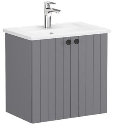 Vitra Root Groove Washbasin Unit with doors, compact, 60cm Matt Grey