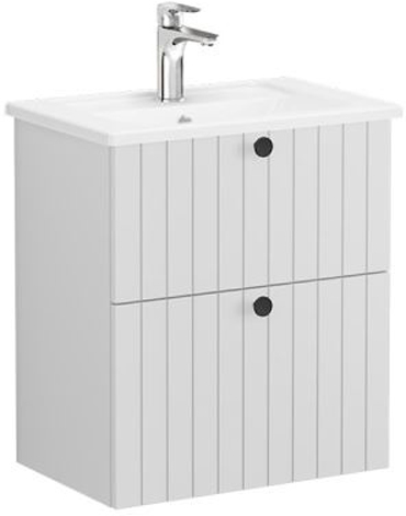 Vitra Root Groove Washbasin Unit & Basin with 2 drawers, compact, 60cm Matt Light Grey