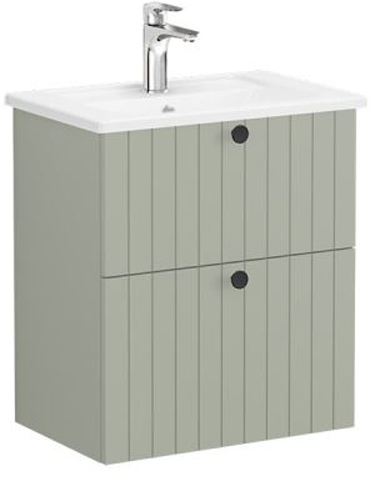 Vitra Root Groove Washbasin Unit & Basin with 2 drawers, compact, 60cm Matt Retro Green