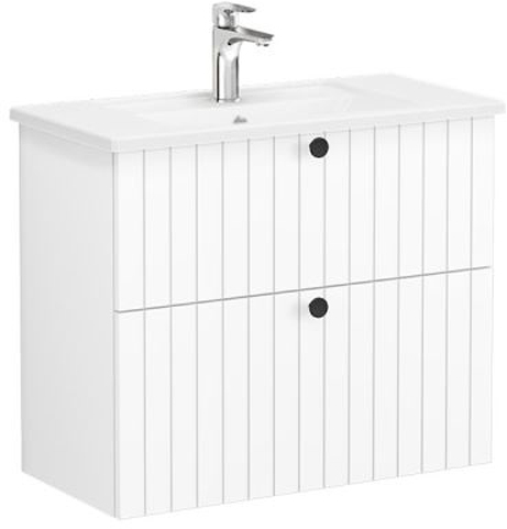 Vitra Root Groove Washbasin Unit & Basin with 2 drawers, compact, 80cm Matt White
