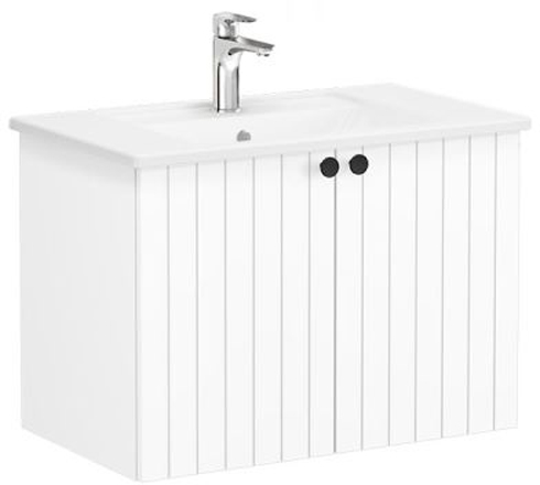 Vitra Root Groove Washbasin Unit & Basin with doors, 80cm Matt White