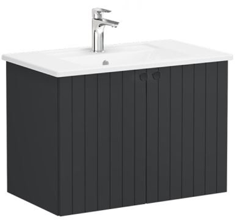 Vitra Root Groove Washbasin Unit & Basin with doors, 80cm Matt Graphite