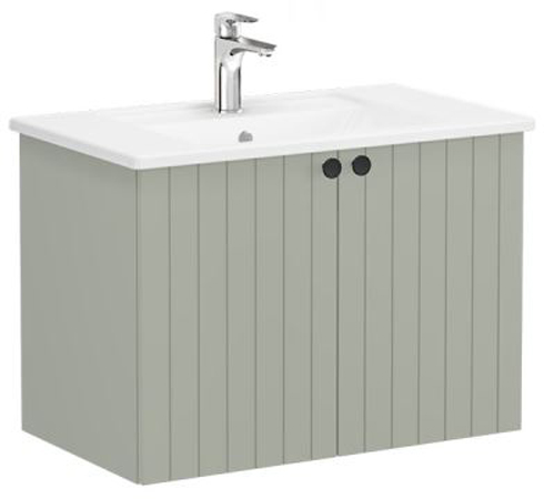 Vitra Root Groove Washbasin Unit & Basin with doors, 80cm Matt Retro Green