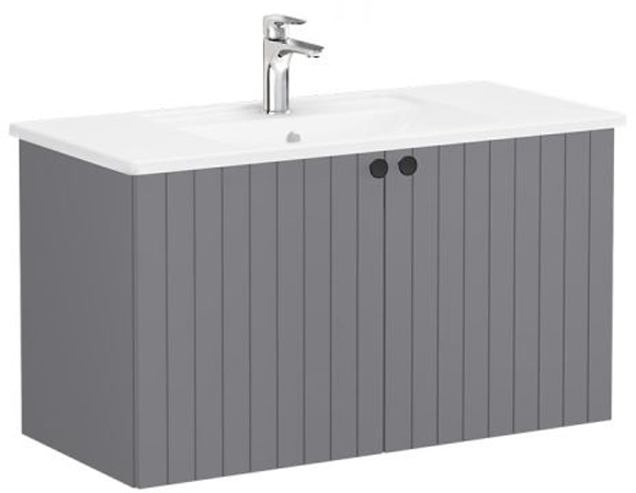 Vitra Root Groove Washbasin Unit & Basin 100cm Matt Grey