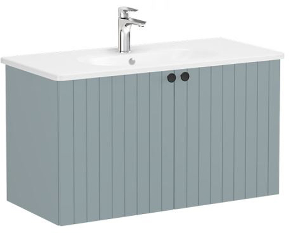 Vitra Root Groove Washbasin Unit 100cm Matt Fjord Green 