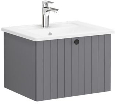 Vitra Root Groove Washbasin Unit with drawer & Basin, 60cm Matt Grey