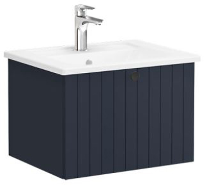 Vitra Root Groove Washbasin Unit with drawer & Basin, 60cm Matt Dark Blue