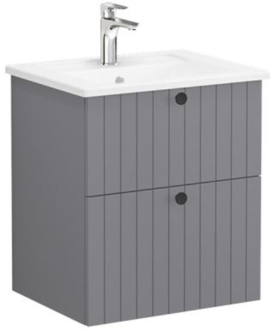 Vitra Root Groove Washbasin Unit & Basin with 2 drawers, 60cm Matt Grey