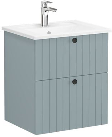 Vitra Root Groove Washbasin Unit & Basin with 2 drawers, 60cm Matt Fjord Green