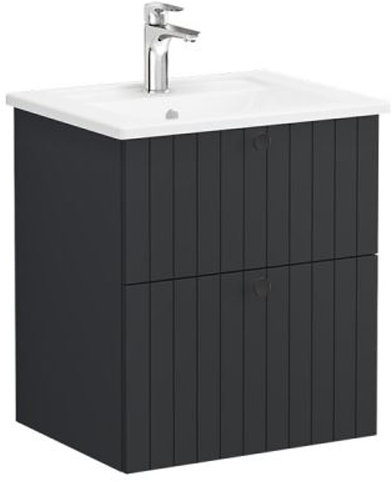 Vitra Root Groove Washbasin Unit with 2 drawers, 60cm Matt Graphite