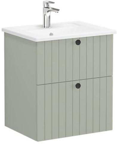 Vitra Root Groove Washbasin Unit & Basin with 2 drawers, 60cm Matt Retro Green
