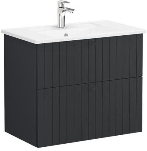 Vitra Root Groove Washbasin Unit with 2 drawers, 80cm Matt Graphite