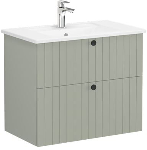 Vitra Root Groove Washbasin Unit with 2 drawers, 80cm Matt Retro Green