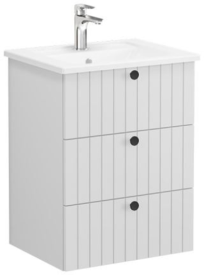 Vitra Root Groove Washbasin Unit with 3 drawers, 60cm Matt Light Grey