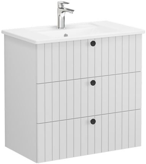 Vitra Root Groove Washbasin Unit with 3 drawers, 80cm Matt Light Grey