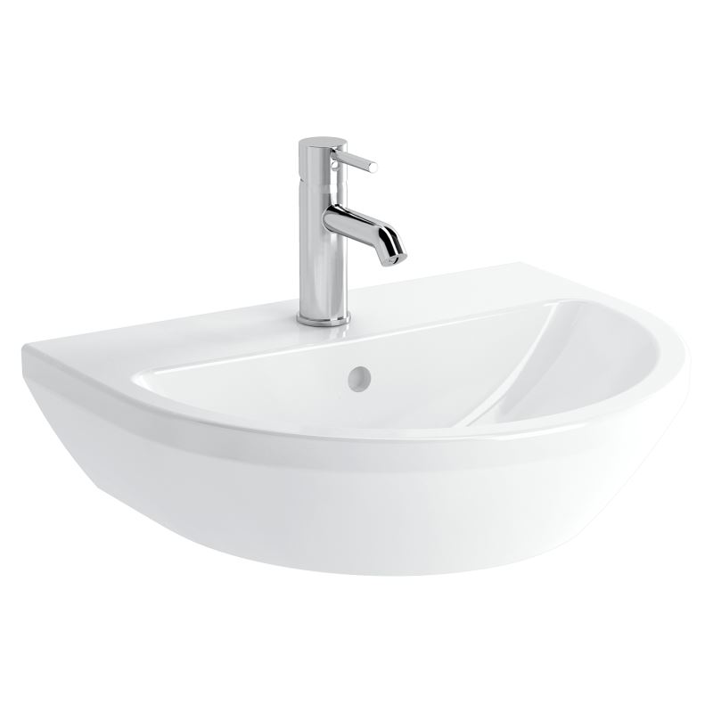 Integra Round Washbasin 1 Tap Hole, with Overflow Hole, 55 cm, White