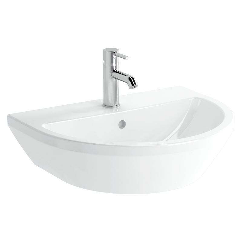 Integra Round Washbasin 1 Tap Hole, with Overflow Hole, 60 cm, White