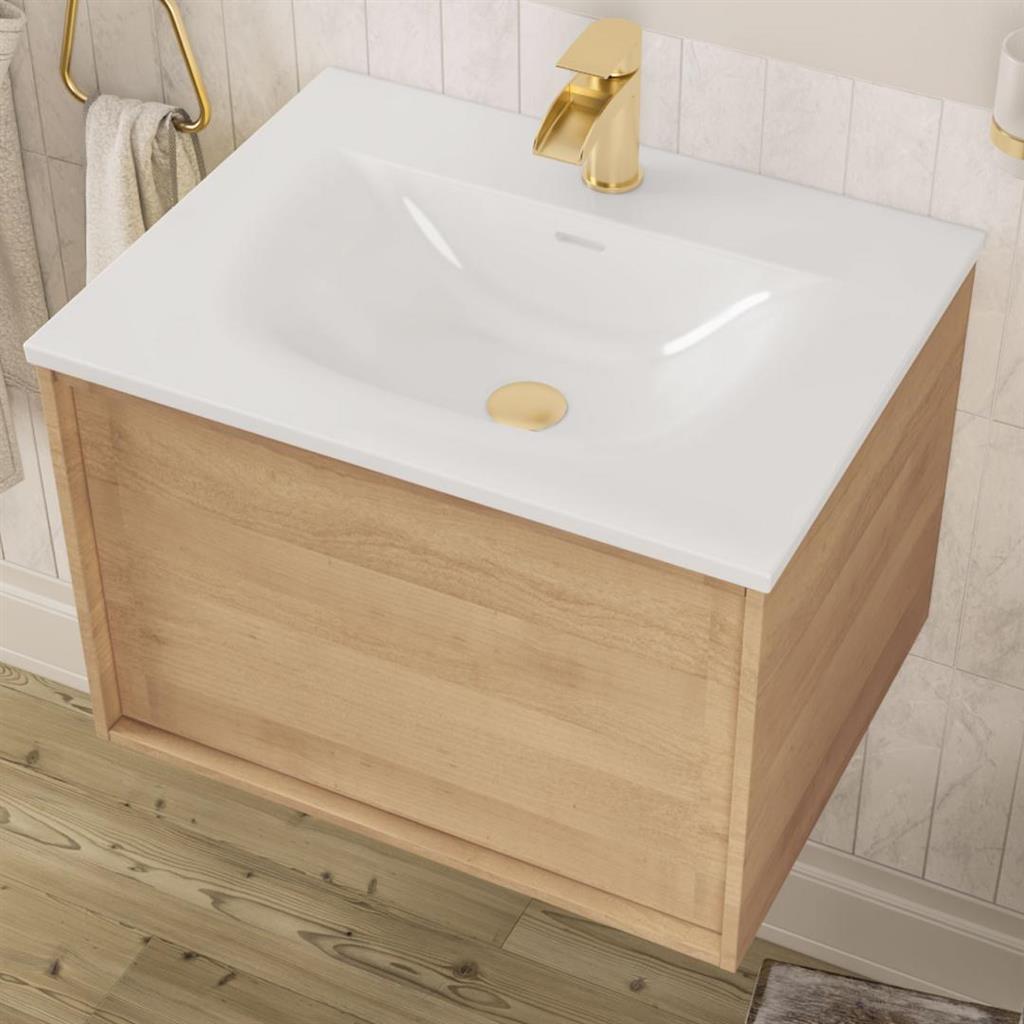 Ravensbourne 600 Wall Hung Single Drawer Unit Natural Oak