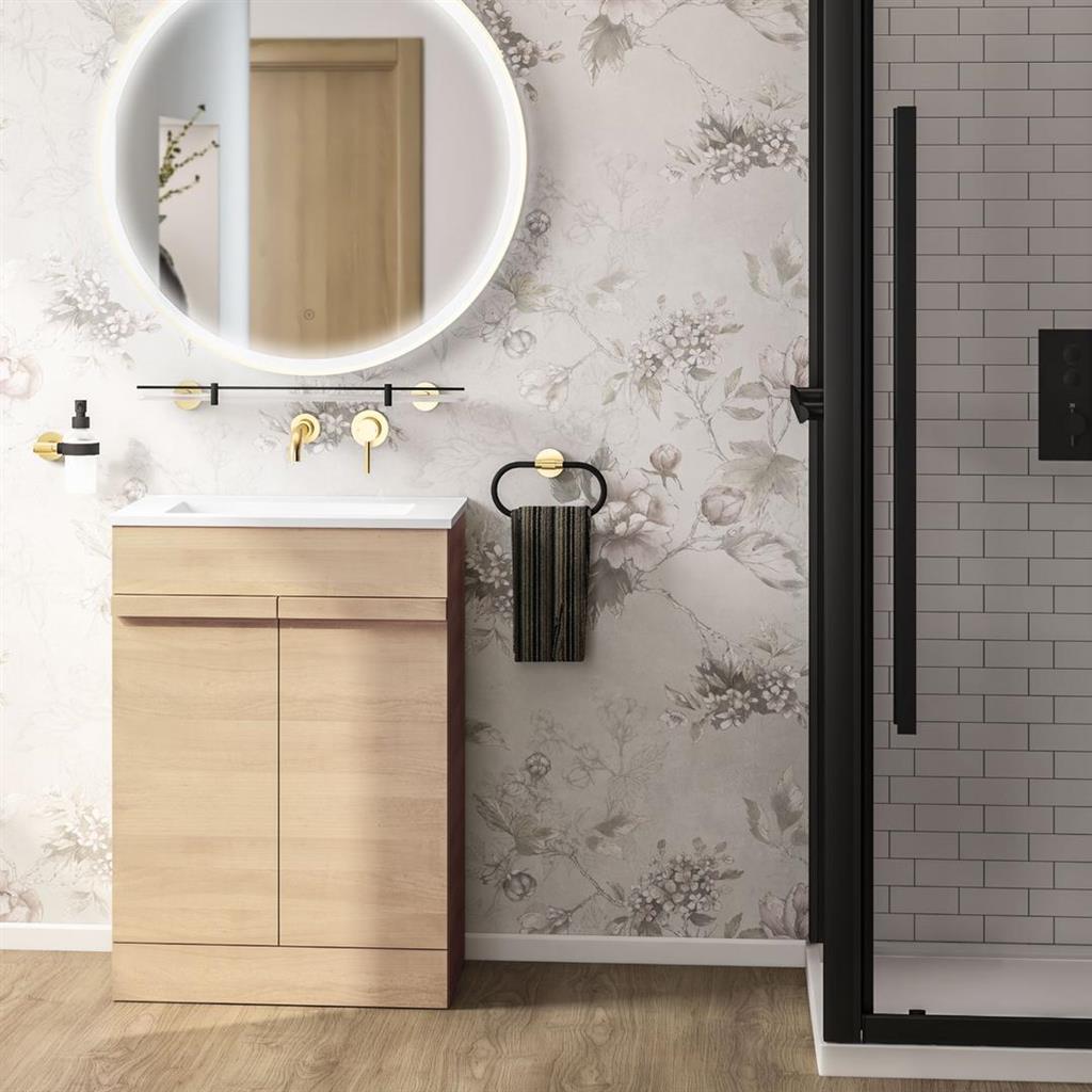 Kydbrook 600 Floor Standing Door Vanity Unit in Light Oak