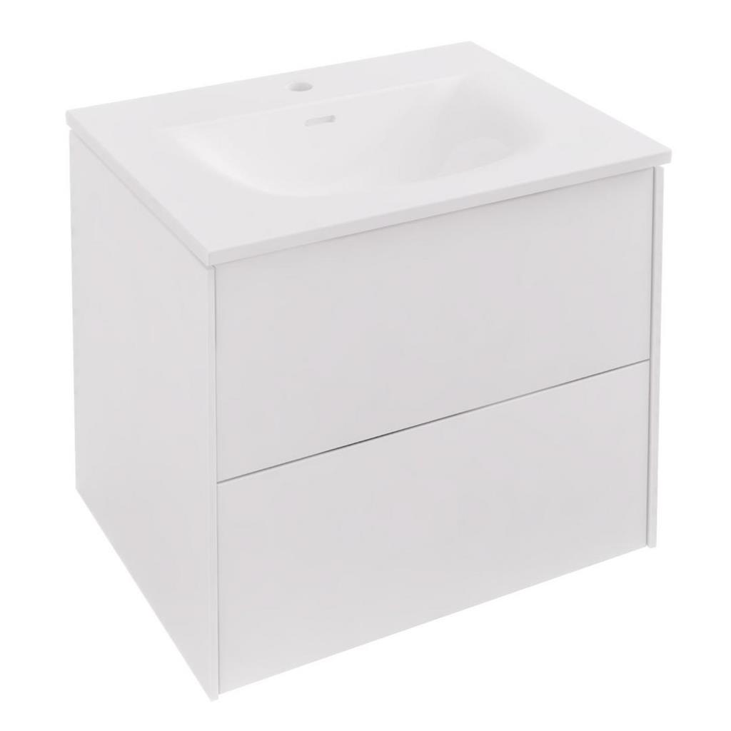 Chedworth 60cm x 50cm Wall Hung Vanity Unit Two Drawer - High Gloss White