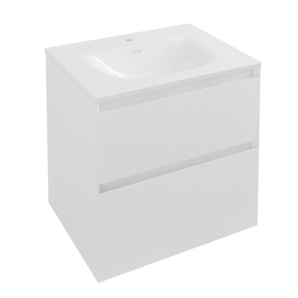 Badbury 60cm Wall Hung Unit 2 Drawer High Gloss White