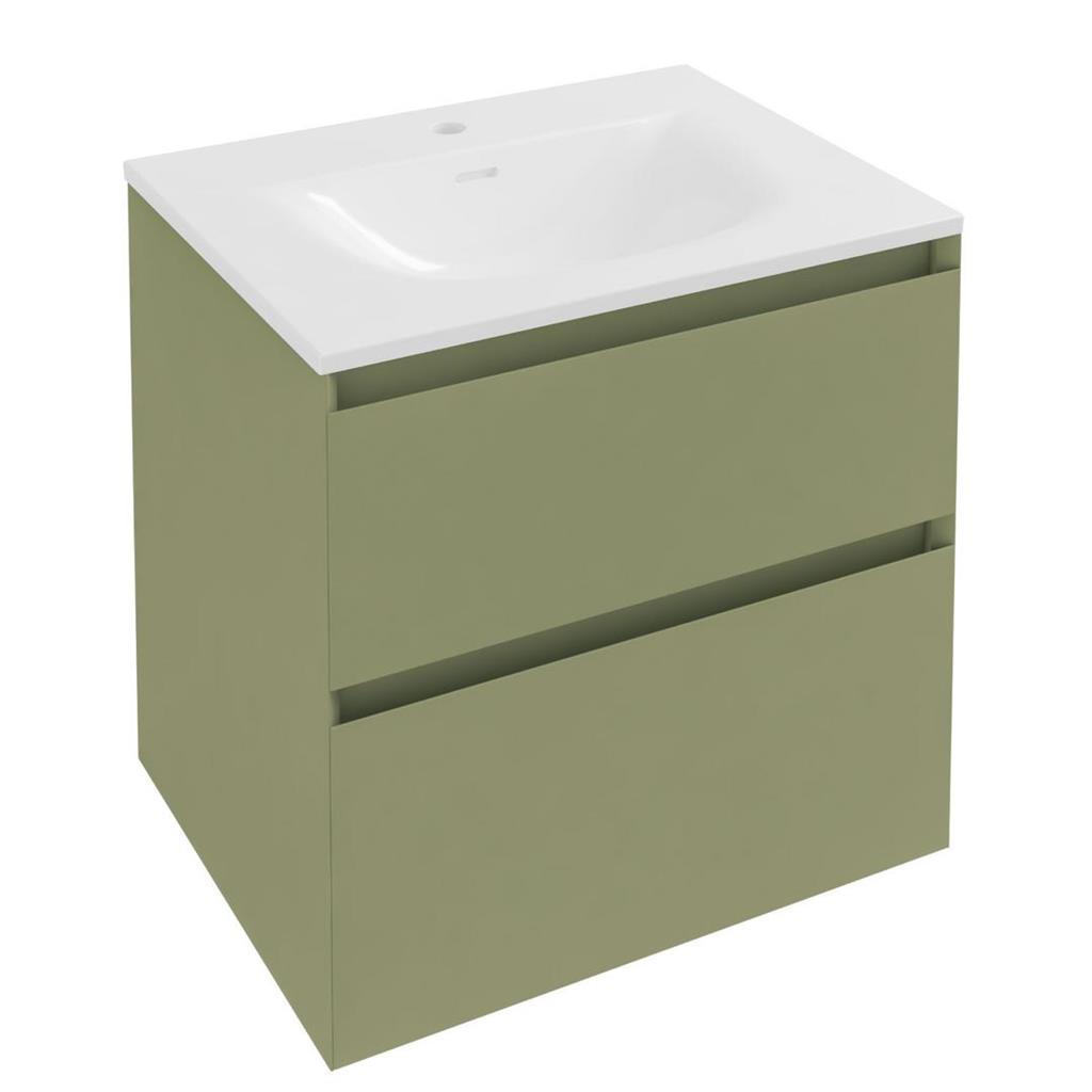 Badbury 60cm Wall Hung Unit 2 Drawer Savannah Green
