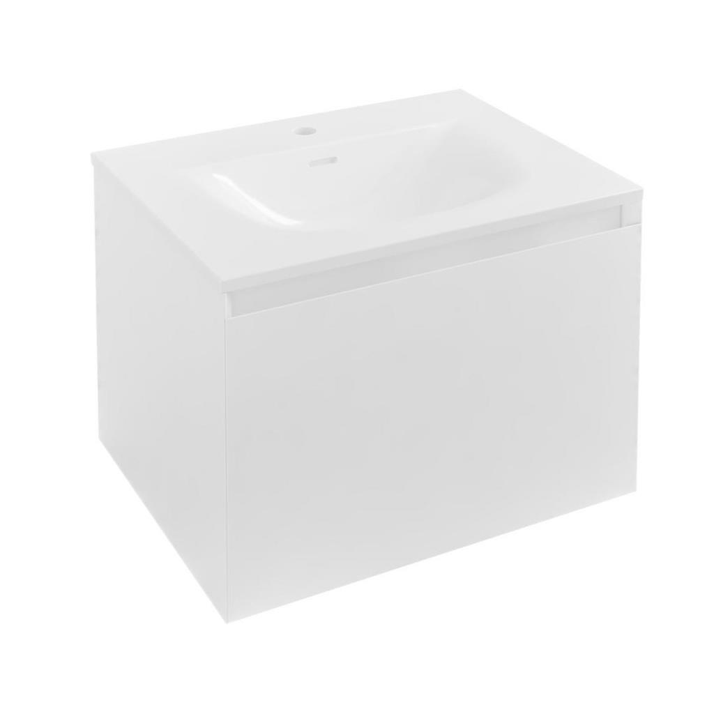Badbury 60cm Wall Hung Unit 1 Drawer High Gloss White