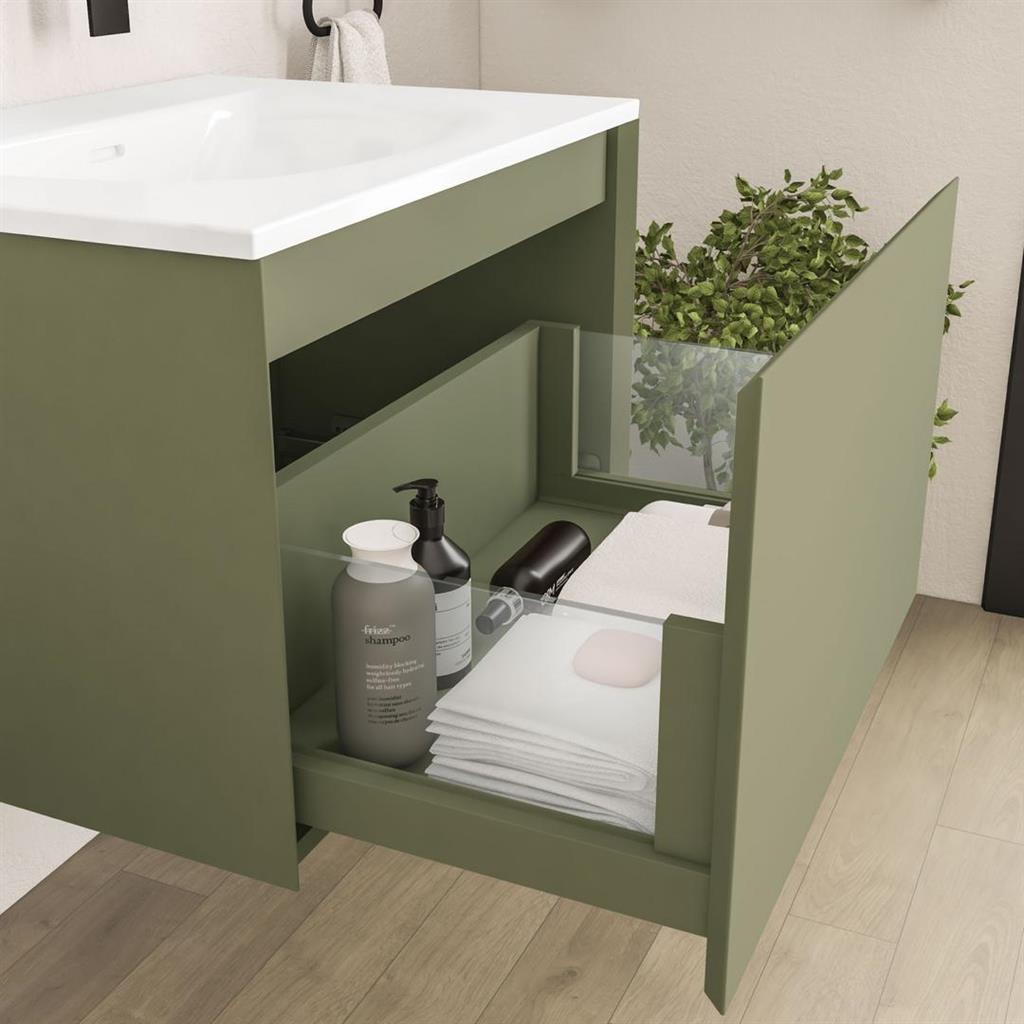 Badbury 60cm Wall Hung Unit 1 Drawer Savannah Green