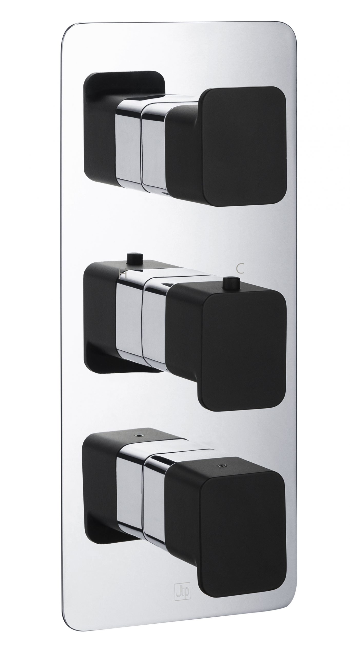 JTP - AXEL Thermostatic Concealed 2 Outlet Shower Valve, Matt Black Handle