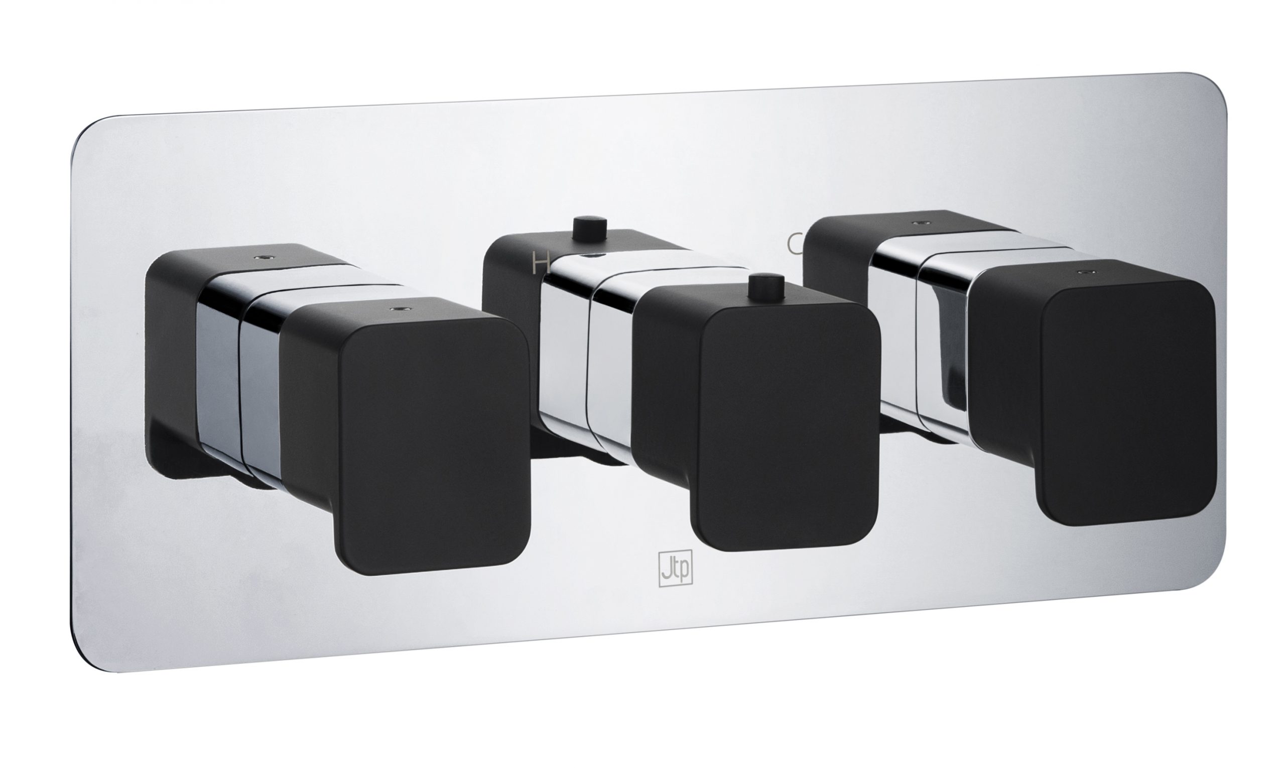 JTP - AXEL Thermostatic Concealed 2 Outlet Shower Valve, Matt Black Handle