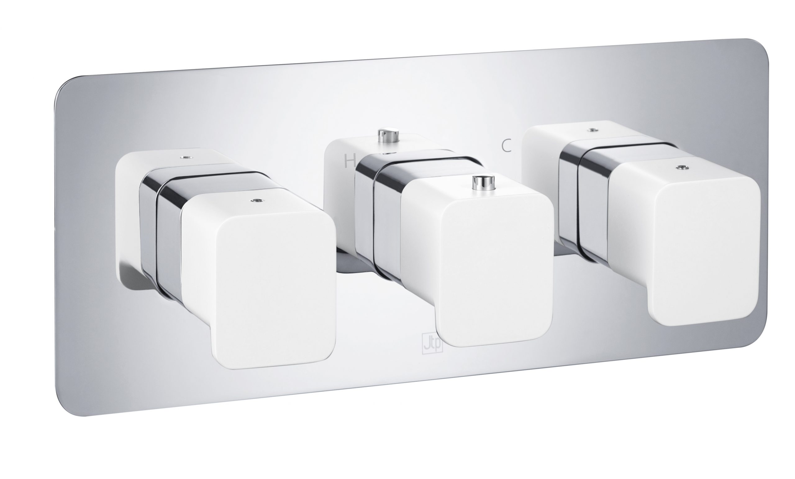 JTP - AXEL Thermostatic Concealed 2 Outlet Shower Valve, Matt White Handle