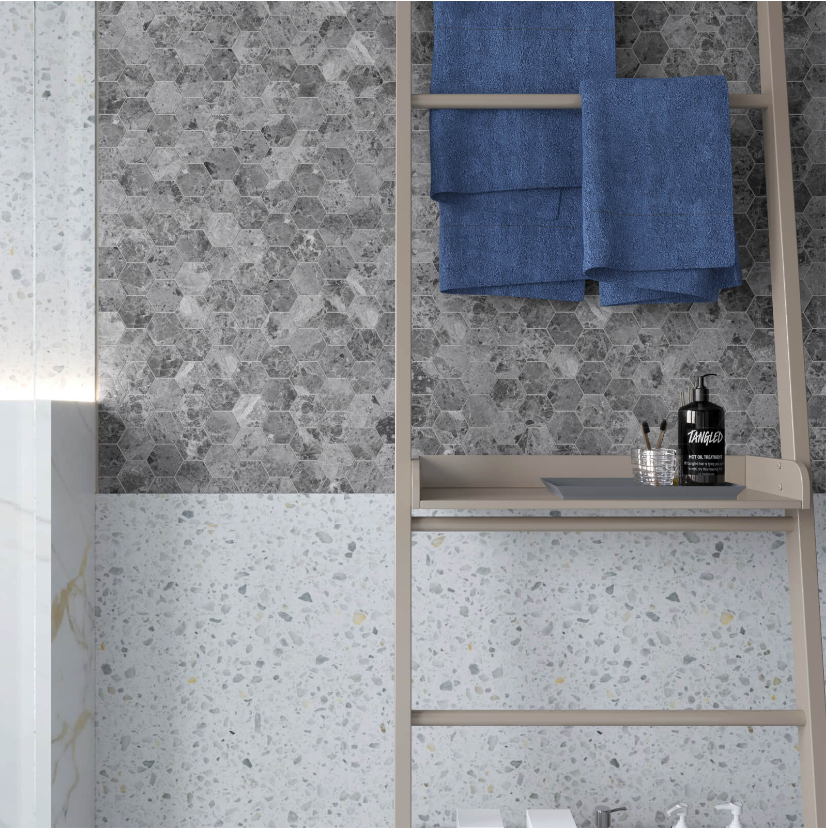 Silver Moon Hexagon Honed | Polished (Marble) 265x305x10mm- Price per m2