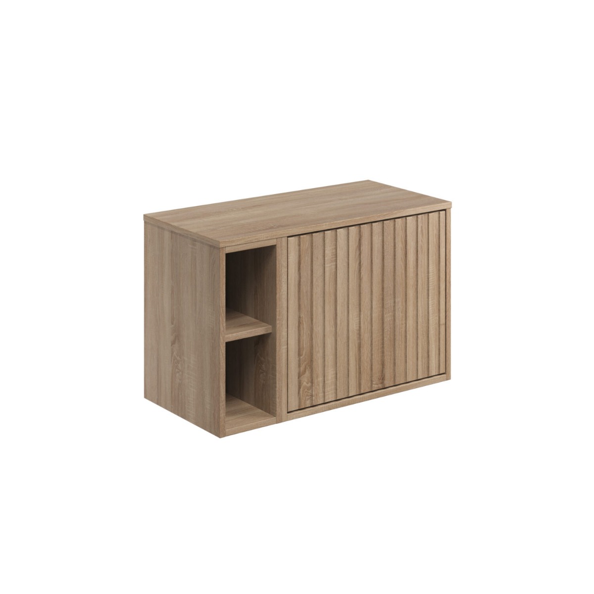 Allisa 800 Cabinet with Open Storage (Fluted Door Design) - Sonoma Oak