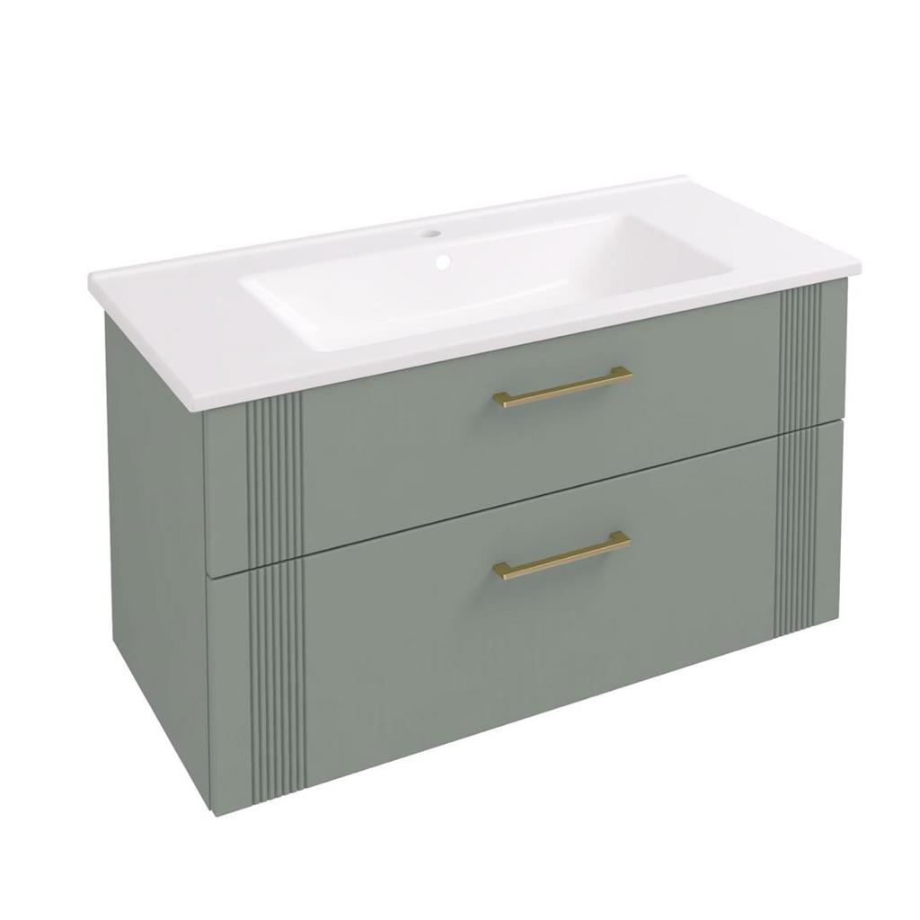Cranham 100 Wall Hung Vanity Unit Sage Green