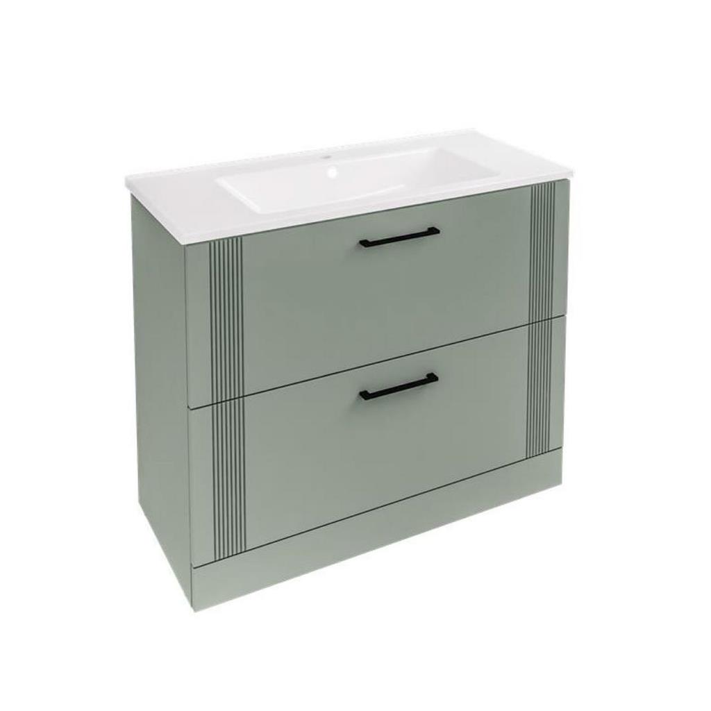 Cranham 100 Floorstanding Vanity Unit in Sage Green