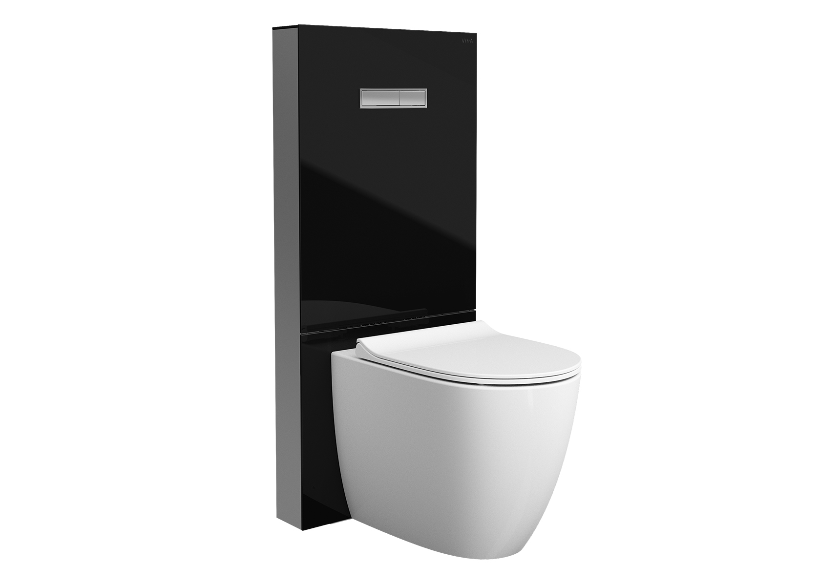 VitrA Vitrus Glass Concealed Cistern; 2.5/4 Litre back-to-wall frame; Black